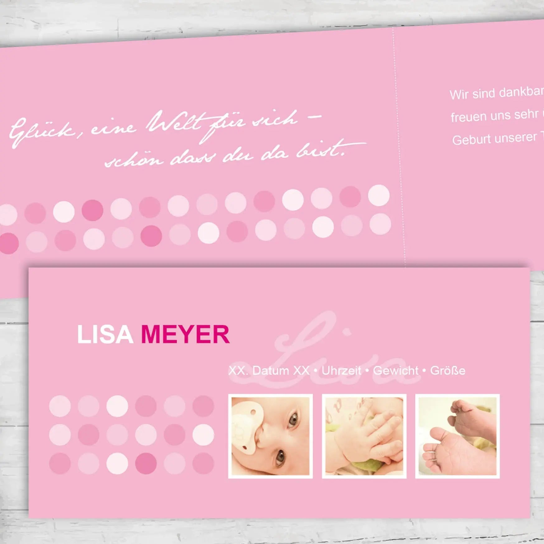 Geburtskarte: Schön, dass Du da bist - rosa Individuelle Einladung